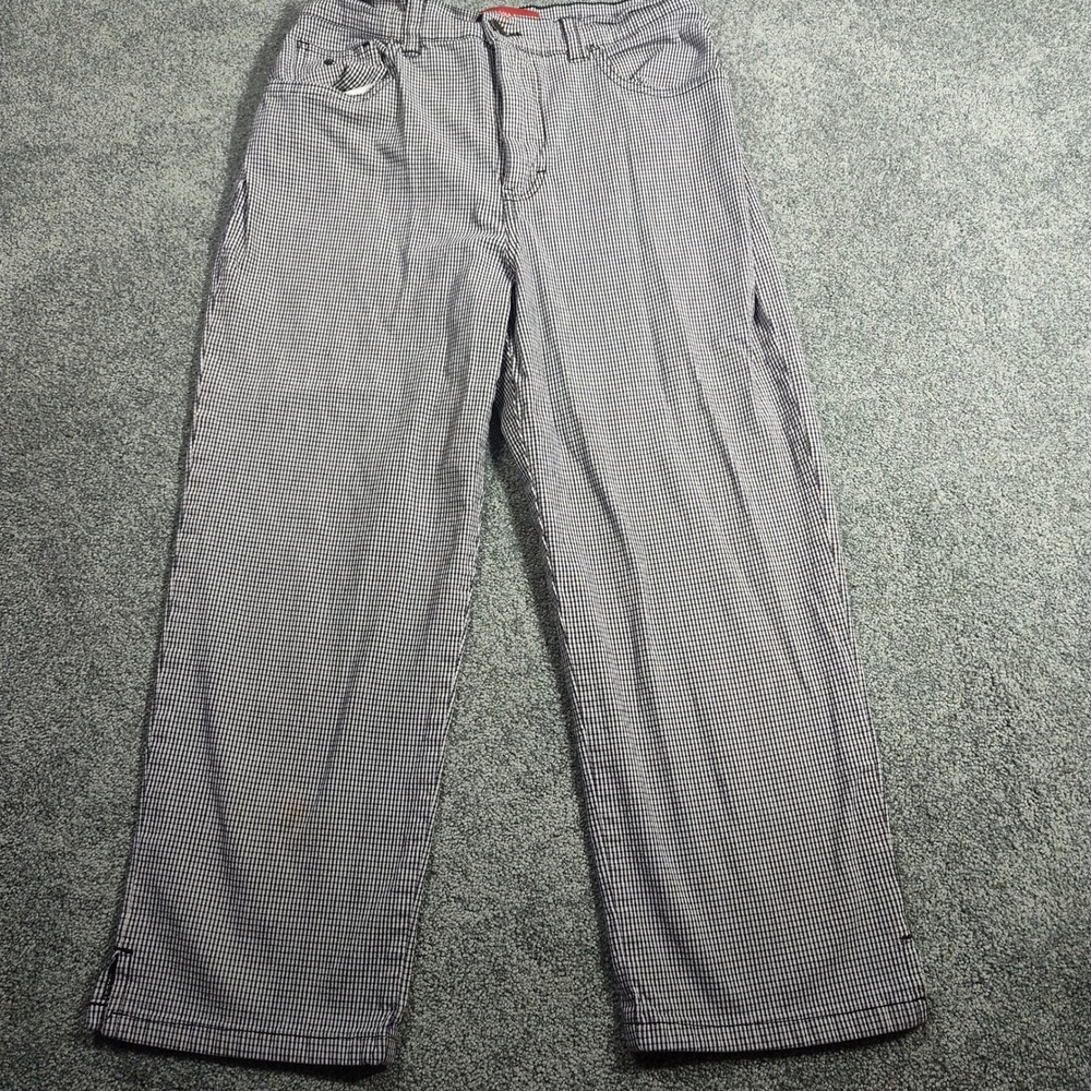Gloria Vanderbilt Petite Trousers Size 8 Gingham Wide Leg Cotton Blend Casual